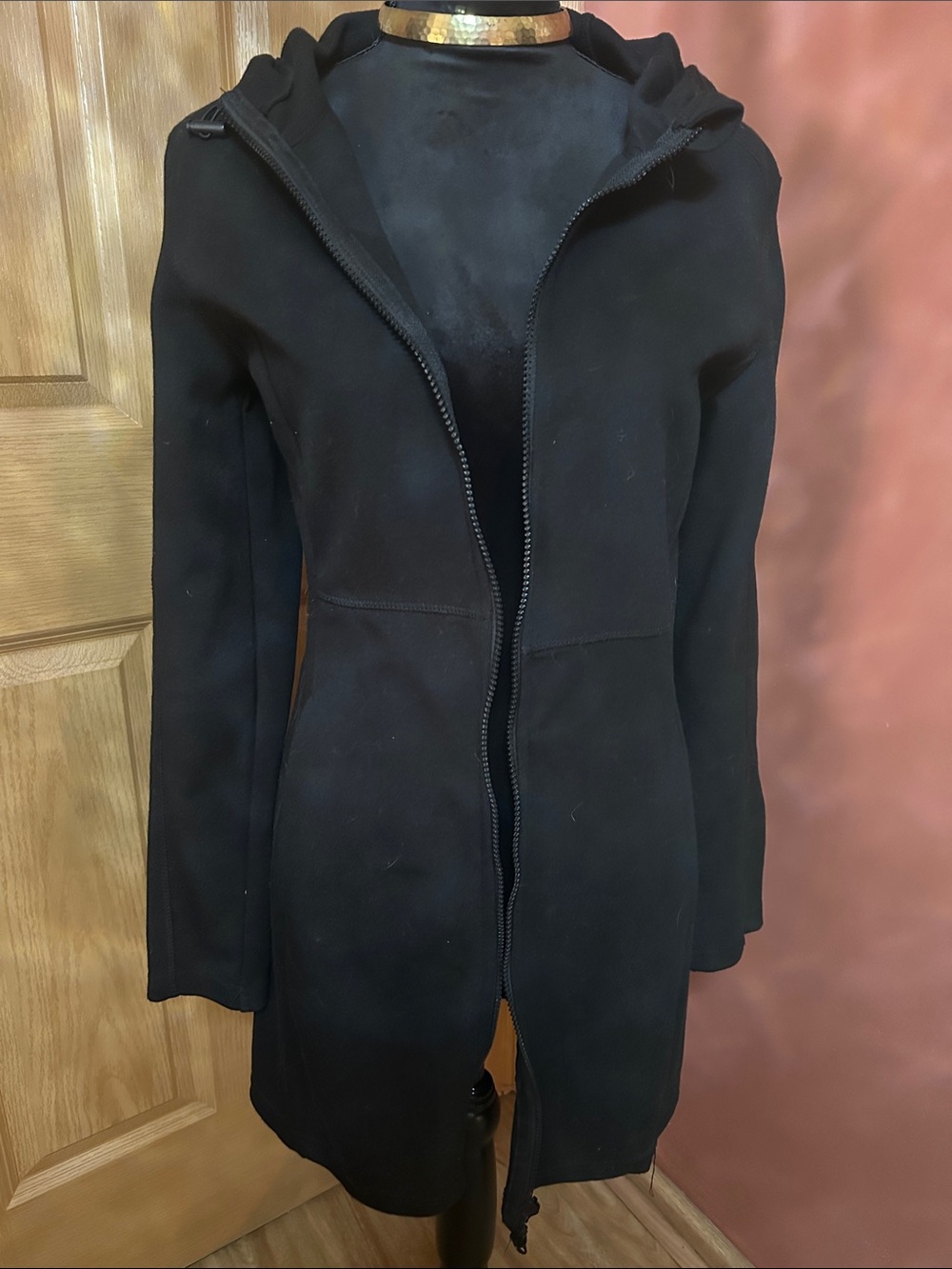 Fila Black Hooded Long Zip Trench Coat